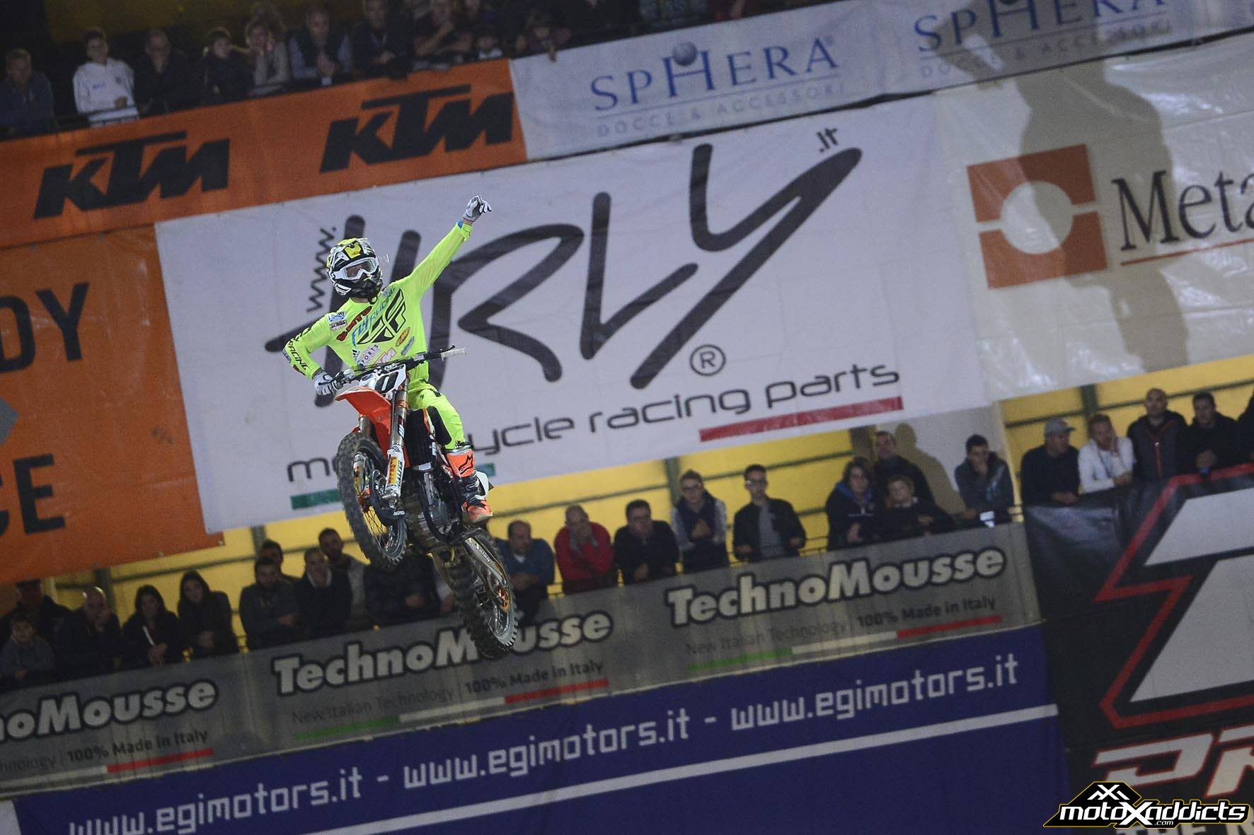 Justin Brayton was by far the fastest man in Italy on Saturday night. The #10 easily won main event one, but a bad start led to a mistake in main event number two. Photo by: OffRoadProRacing
