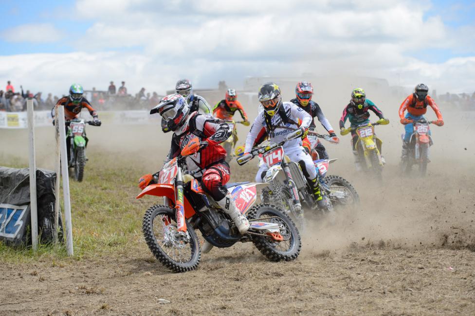 Cory Buttrick jumped out to the early lead claiming the $250 All Balls Racing Holeshot Award. Photo: Ken Hill