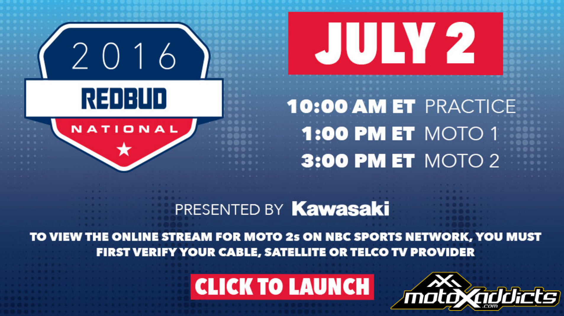 motoxaddicts | 2016 redbud national tv and internet broadcast schedule