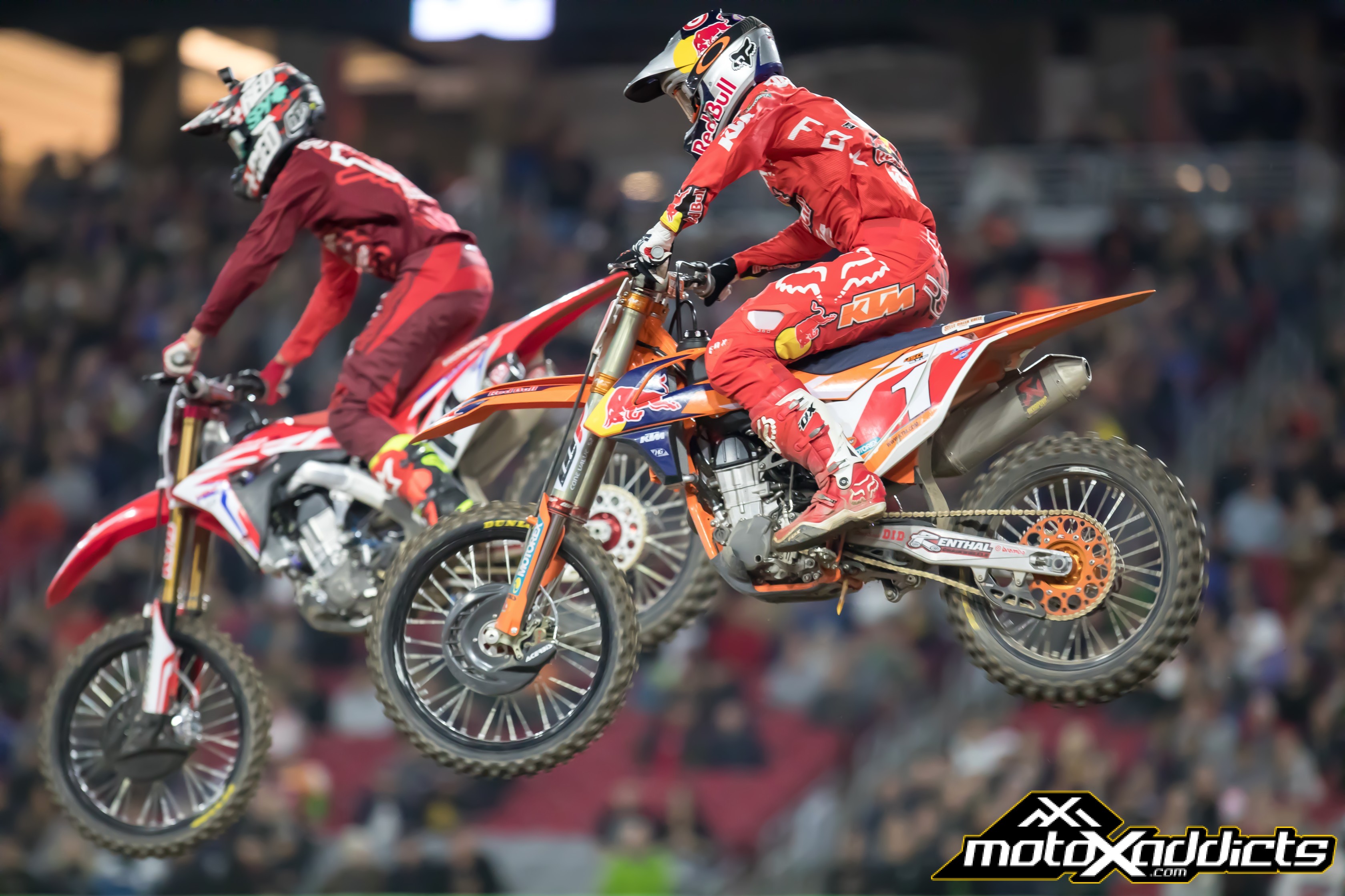 Seely #14 and Dungey #1 were locked in battles all night long in both the heat race and main event. 